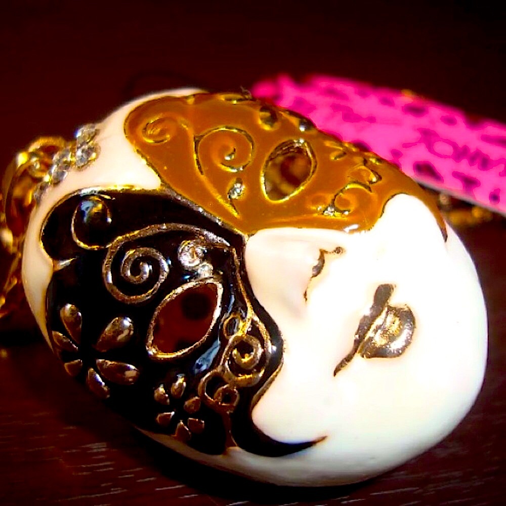 Betsey Johnson Crystal Mask Necklace